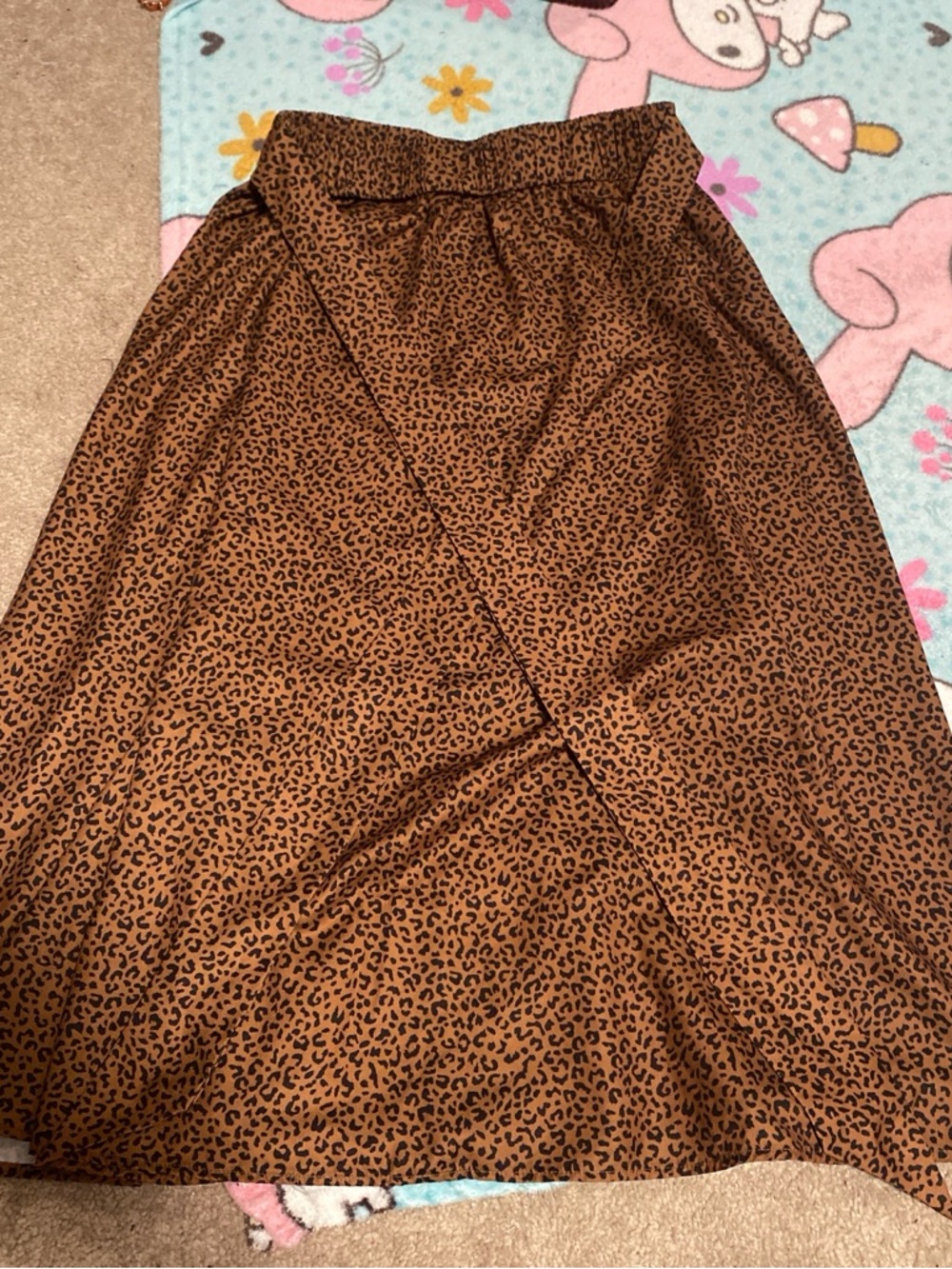 Leopard Print A-Line Midi Skirt